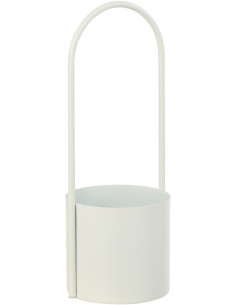 Cache-pot design avec poignée Rond Métal Blanc Minéo 