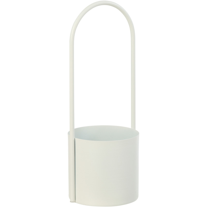 Cache-pot design avec poignée Rond Métal Blanc Minéo 