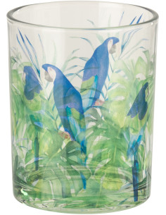 Photophore original Perroquet Verre Bleu Vert Tropica 
