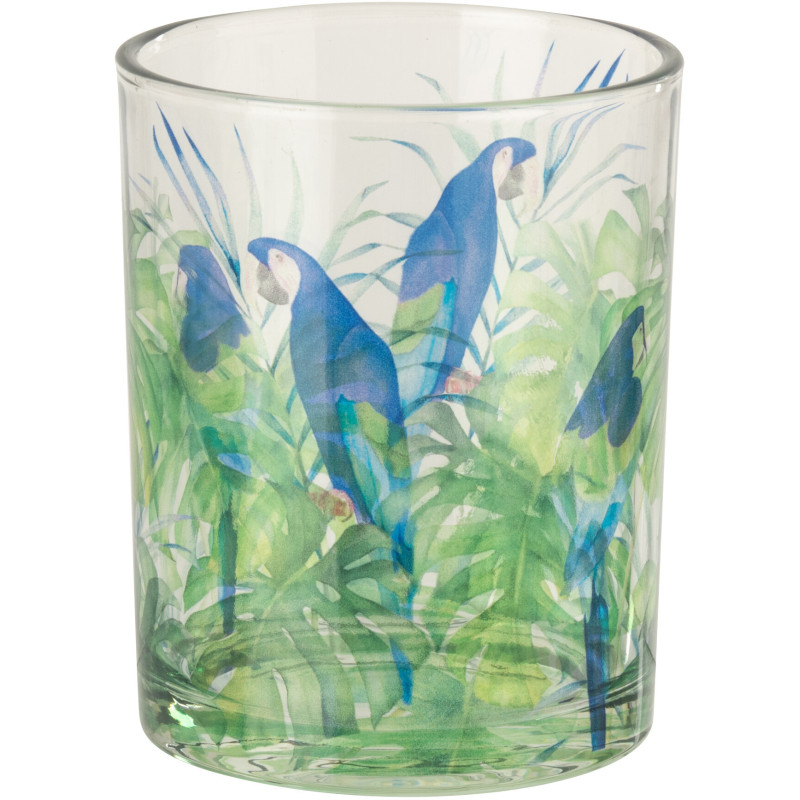 Photophore original Perroquet Verre Bleu Vert Tropica 