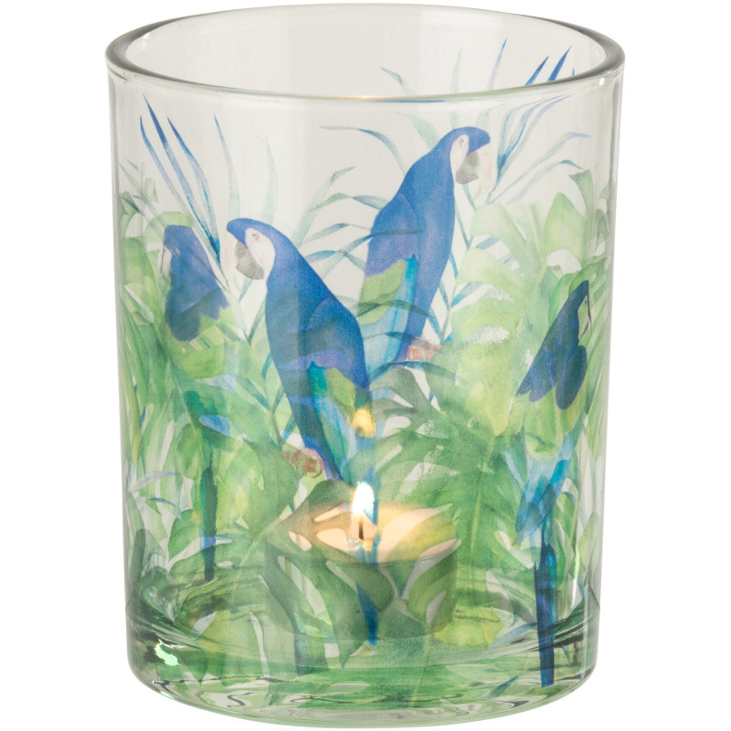 Photophore original Perroquet Verre Bleu Vert Tropica 