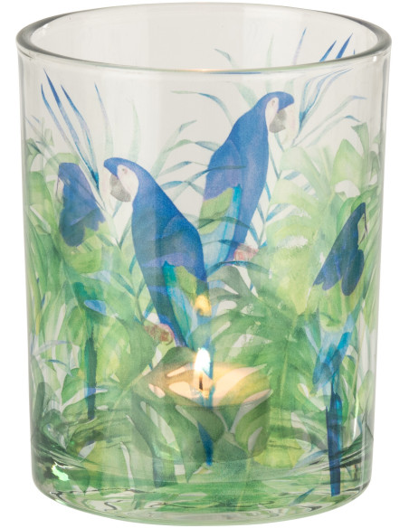 Photophore original Perroquet Verre Bleu Vert Tropica 