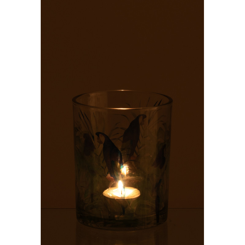 Photophore original Perroquet Verre Bleu Vert Tropica 