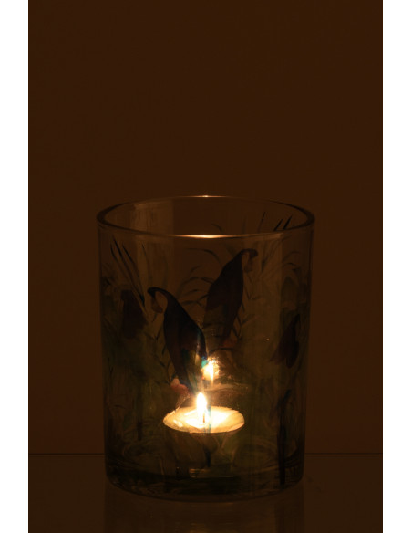 Photophore original Perroquet Verre Bleu Vert Tropica 