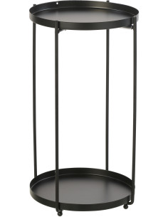 Table d'appoint design minimaliste Ronde 1 étagère Métal Noir Ferline 
