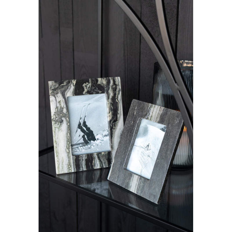 Cadre photo design chic pour photo 10x15 Marbre Noir Gris clair Onyra 