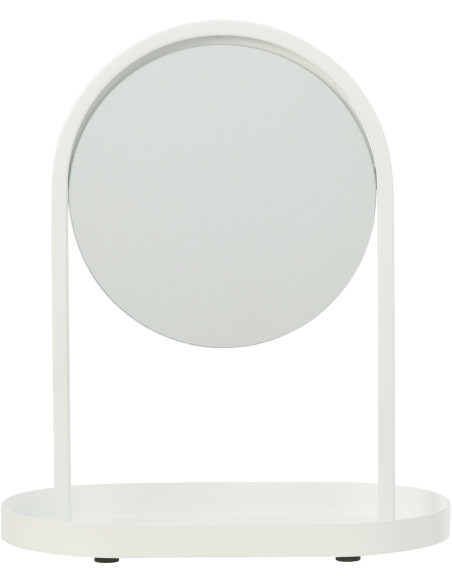 Miroir à poser design Rond Métal Blanc Noéa 