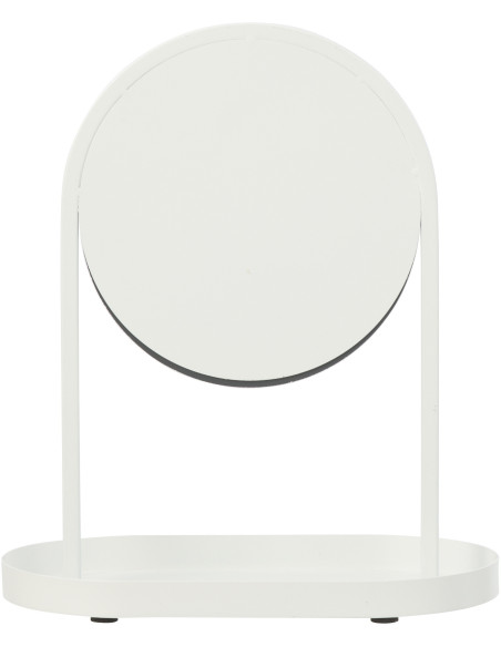 Miroir à poser design Rond Métal Blanc Noéa 