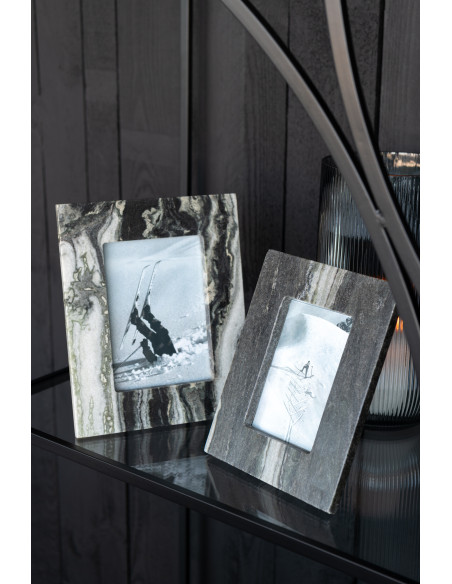 Cadre photo design chic pour photo 13x18 Marbre Noir Gris clair Onyra 