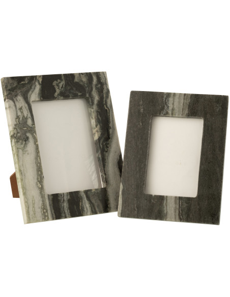 Cadre photo design chic pour photo 13x18 Marbre Noir Gris clair Onyra 