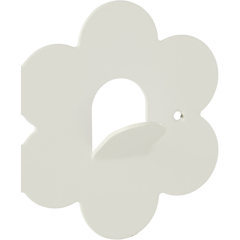 Grand Porte-manteau mural design Fleur 5 crochets Métal Blanc Clorélie 