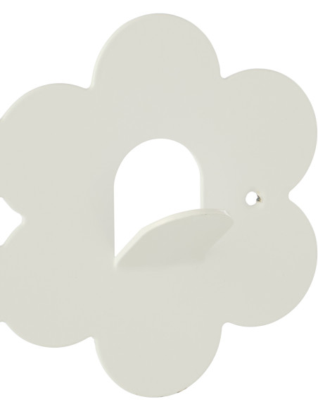 Grand Porte-manteau mural design Fleur 5 crochets Métal Blanc Clorélie 
