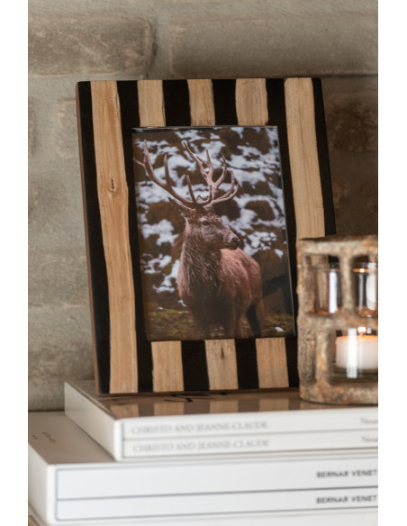 Cadre photo ethnique chic pour photo 13x18 Bois MDF Noir Naturel Elyon 