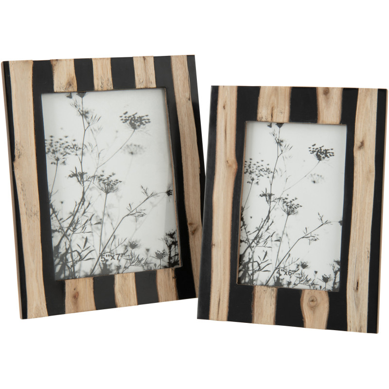 Cadre photo ethnique chic pour photo 13x18 Bois MDF Noir Naturel Elyon 