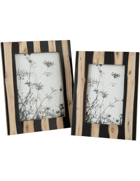 Cadre photo ethnique chic pour photo 13x18 Bois MDF Noir Naturel Elyon 
