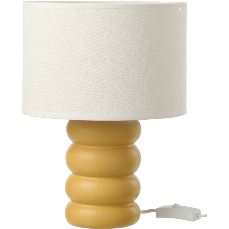Lampe à poser design Pop H 31 cm Céramique Jaune ocre Lin Beige Eva 