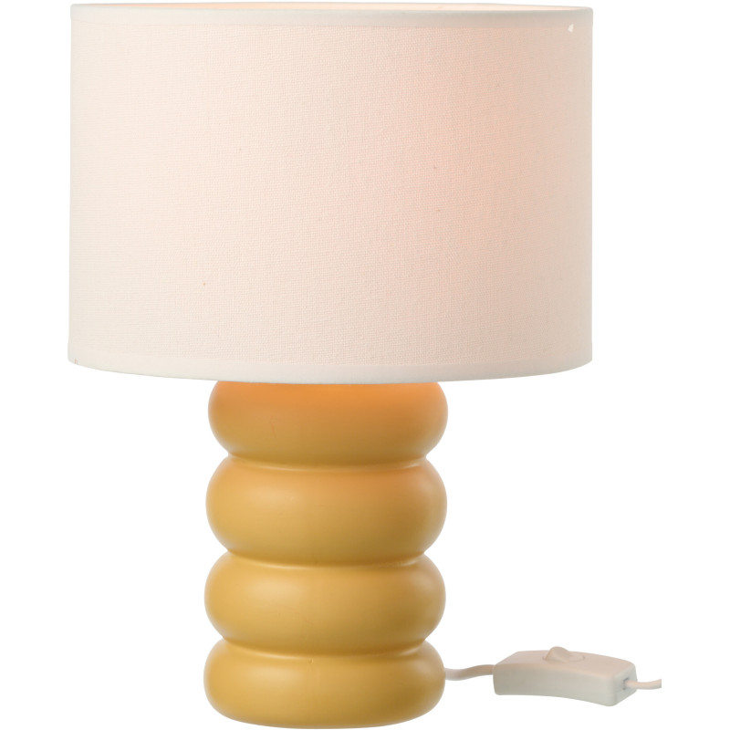 Lampe à poser design Pop H 31 cm Céramique Jaune ocre Lin Beige Eva 