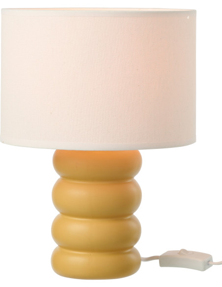 Lampe à poser design Pop H 31 cm Céramique Jaune ocre Lin Beige Eva 