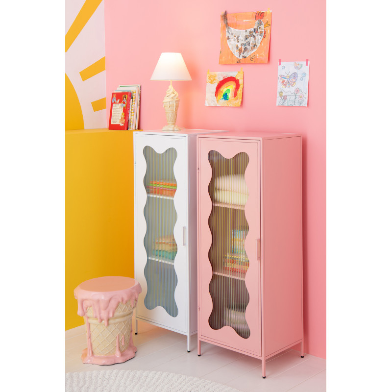 Armoire design Vague 1 porte Métal Verre ondulé Semi-transparent 