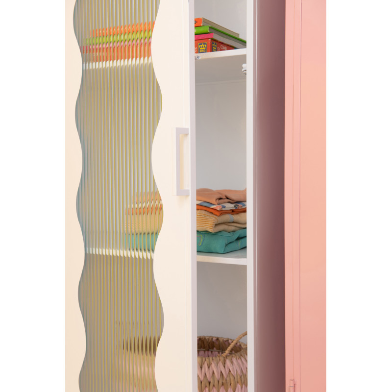 Armoire design Vague 1 porte Métal Verre ondulé Semi-transparent 