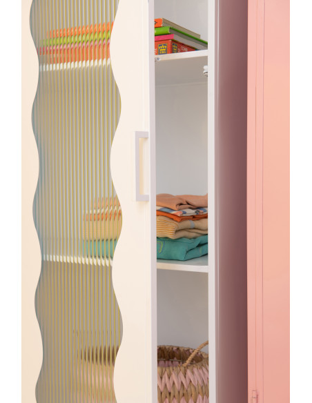 Armoire design Vague 1 porte Métal Verre ondulé Semi-transparent 