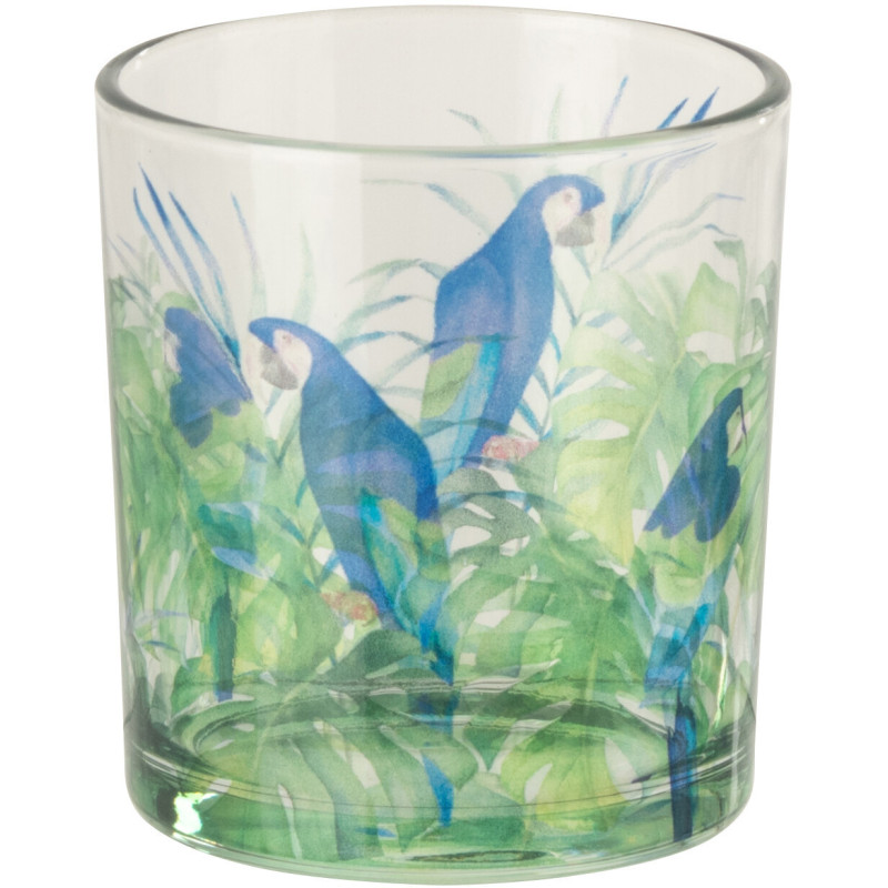 Photophore original Perroquet Verre Bleu Vert Tropica 