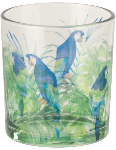 Photophore original Perroquet Verre Bleu Vert Tropica 