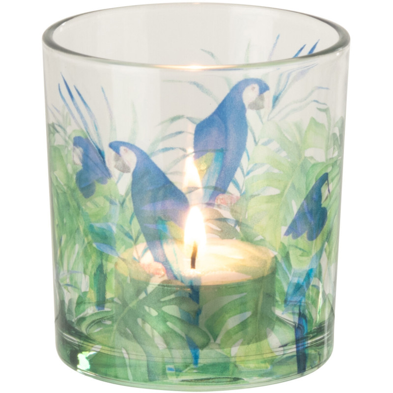 Photophore original Perroquet Verre Bleu Vert Tropica 