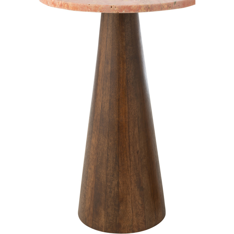 Lot de 2 Sellettes design chic Ronde Marbre Terracotta Bois de manguier Marron Monolya 