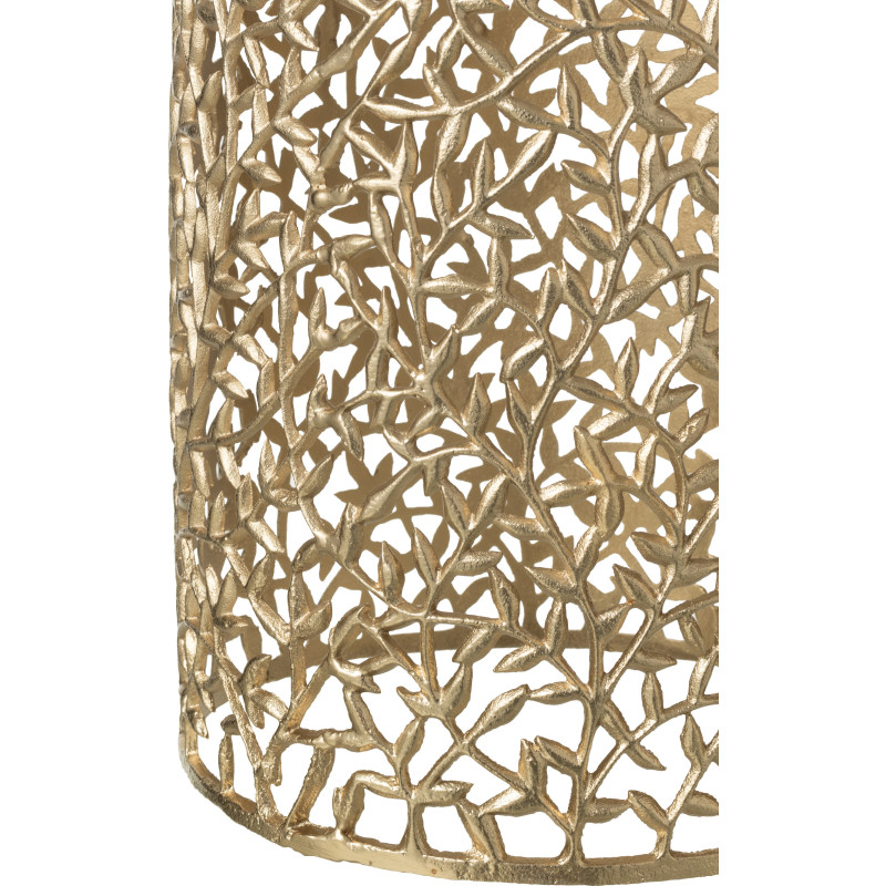 Lot de 2 Table d'appoint design chic Ronde Métal Doré Motif Feuilles Floréon 