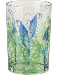 Grand Photophore original Perroquet Verre Bleu Vert Tropica 