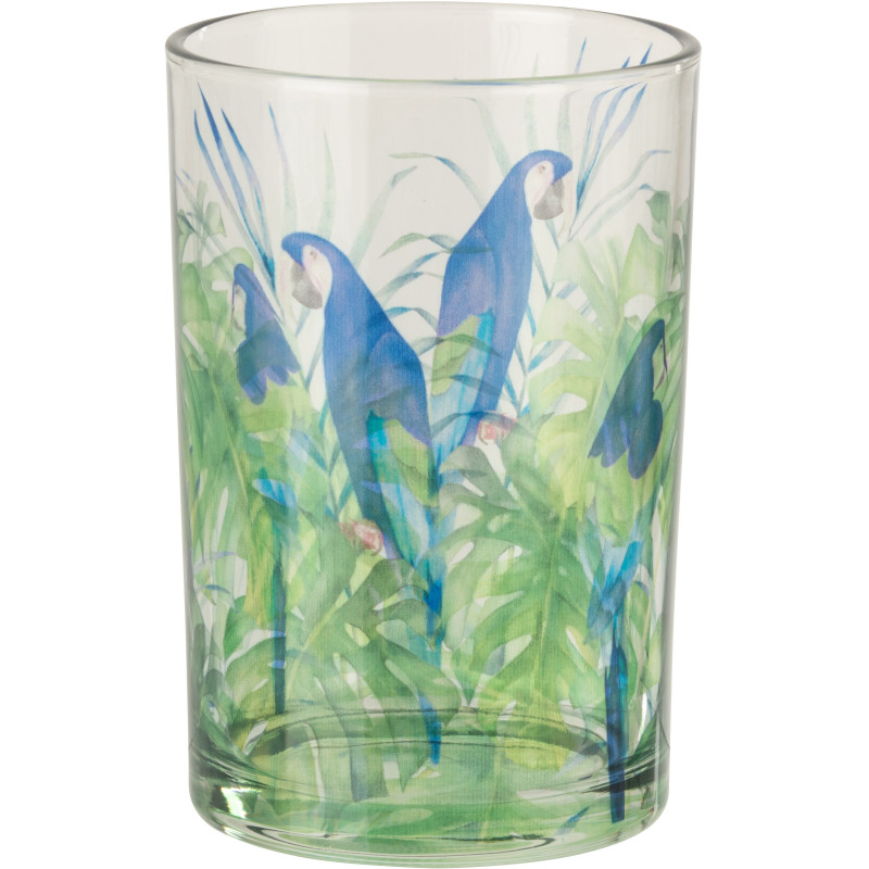 Grand Photophore original Perroquet Verre Bleu Vert Tropica 