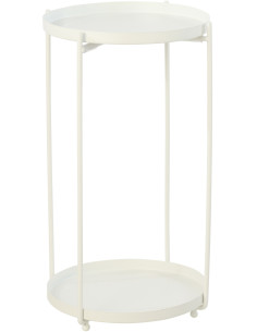 Table d'appoint design minimaliste Ronde 1 étagère Métal Blanc Ferline 