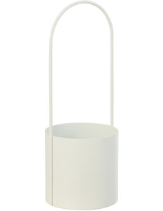 Cache-pot design avec poignée Rond Métal Blanc Minéo 