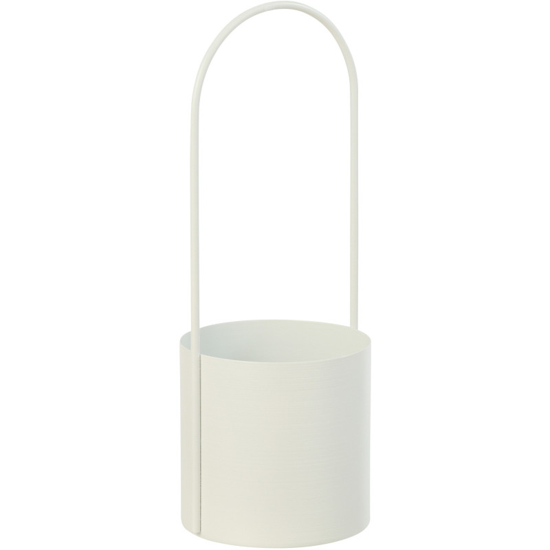 Cache-pot design avec poignée Rond Métal Blanc Minéo 