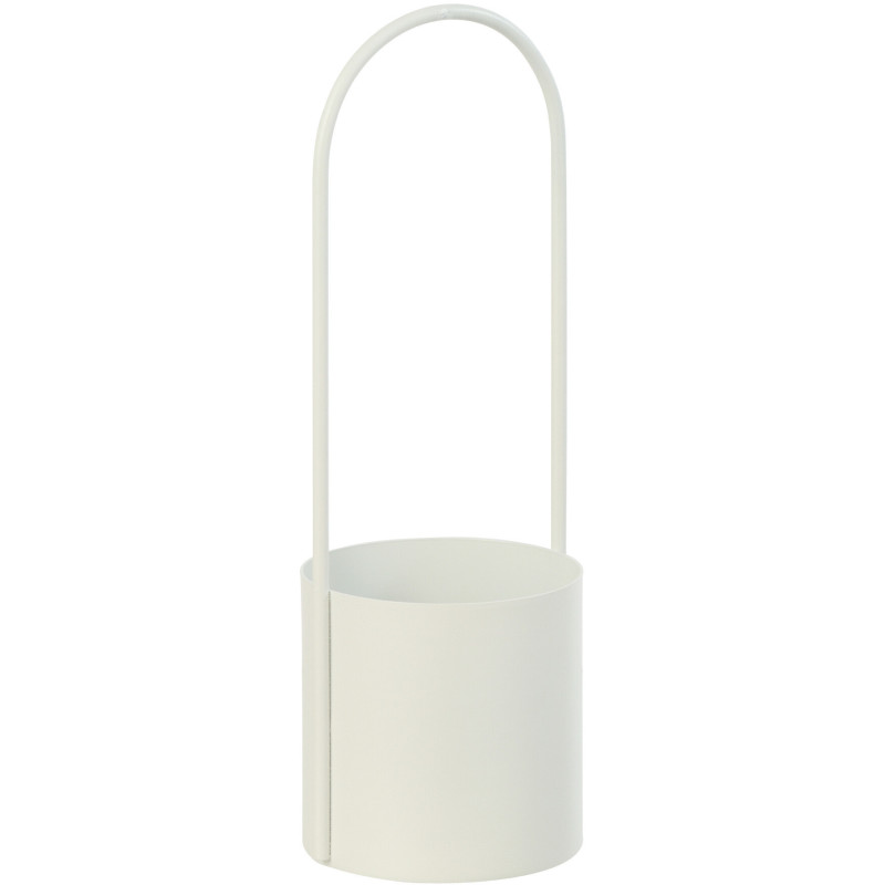 Cache-pot design avec poignée Rond Métal Blanc Minéo 