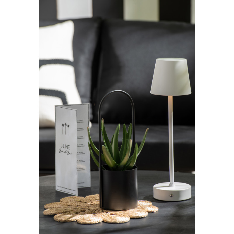 Cache-pot design avec poignée Rond Métal Noir Minéo 