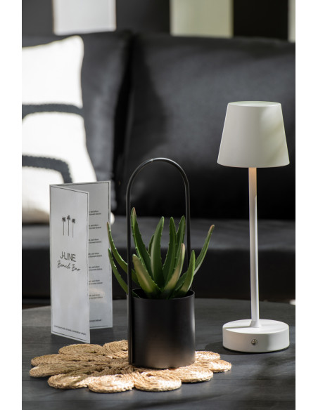 Cache-pot design avec poignée Rond Métal Noir Minéo 