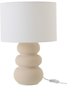 Lampe à poser style wabi-sabi H 48 cm Céramique Beige Tissu Blanc Victor 