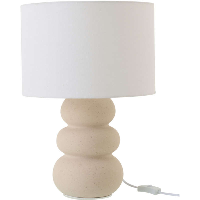 Lampe à poser style wabi-sabi H 48 cm Céramique Beige Tissu Blanc Victor 