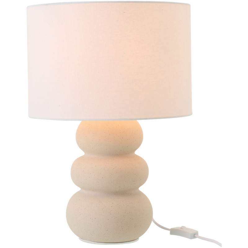 Lampe à poser style wabi-sabi H 48 cm Céramique Beige Tissu Blanc Victor 