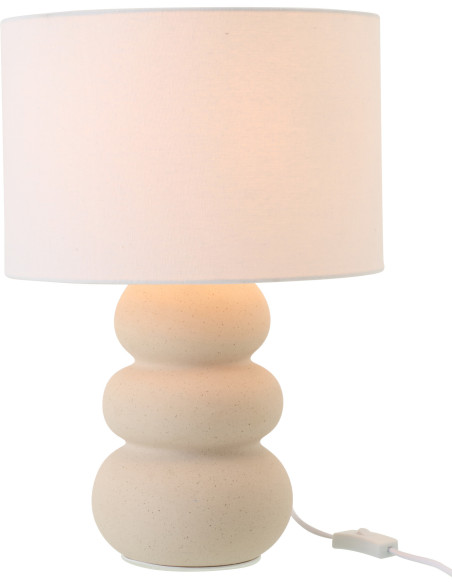 Lampe à poser style wabi-sabi H 48 cm Céramique Beige Tissu Blanc Victor 