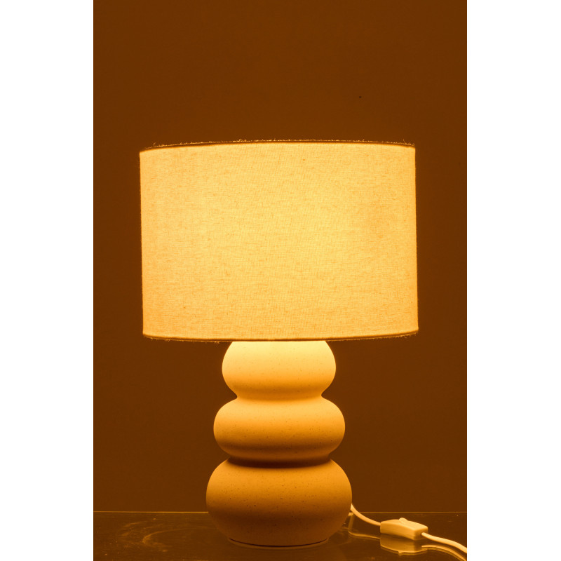 Lampe à poser style wabi-sabi H 48 cm Céramique Beige Tissu Blanc Victor 