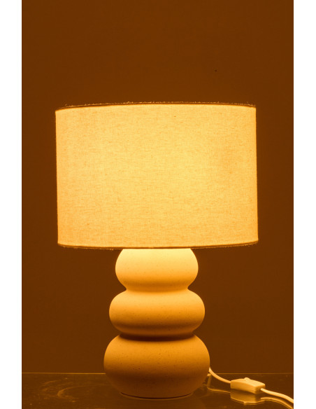 Lampe à poser style wabi-sabi H 48 cm Céramique Beige Tissu Blanc Victor 