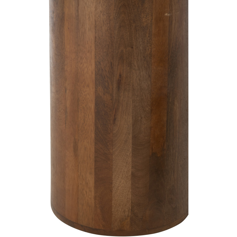 Lot de 2 Table d'appoint design chic Ronde Marbre Terracotta Bois de manguier Marron Monolya 