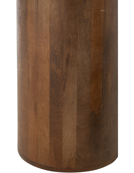 Lot de 2 Table d'appoint design chic Ronde Marbre Terracotta Bois de manguier Marron Monolya 