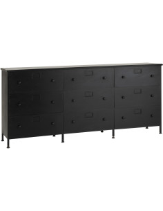 Grand Meuble d'apothicaire bas design 9 tiroirs Métal Noir Cade 