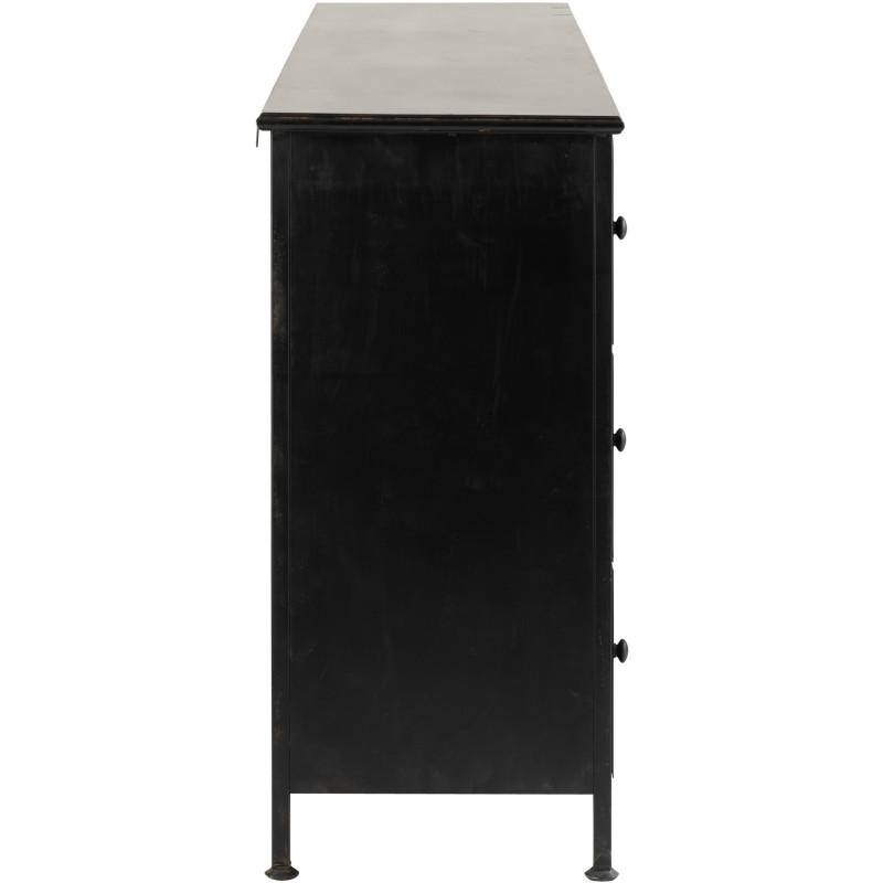 Grand Meuble d'apothicaire bas design 9 tiroirs Métal Noir Cade 