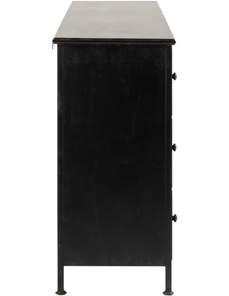 Grand Meuble d'apothicaire bas design 9 tiroirs Métal Noir Cade 