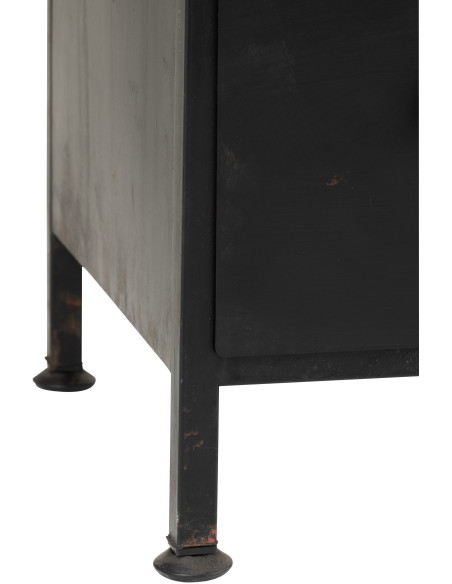 Grand Meuble d'apothicaire bas design 9 tiroirs Métal Noir Cade 